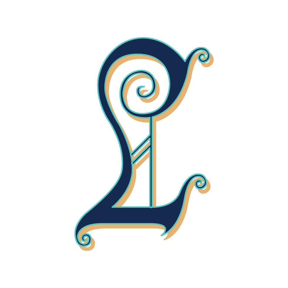 Art Lubna Initial Caps Font Capital Letter L vector design