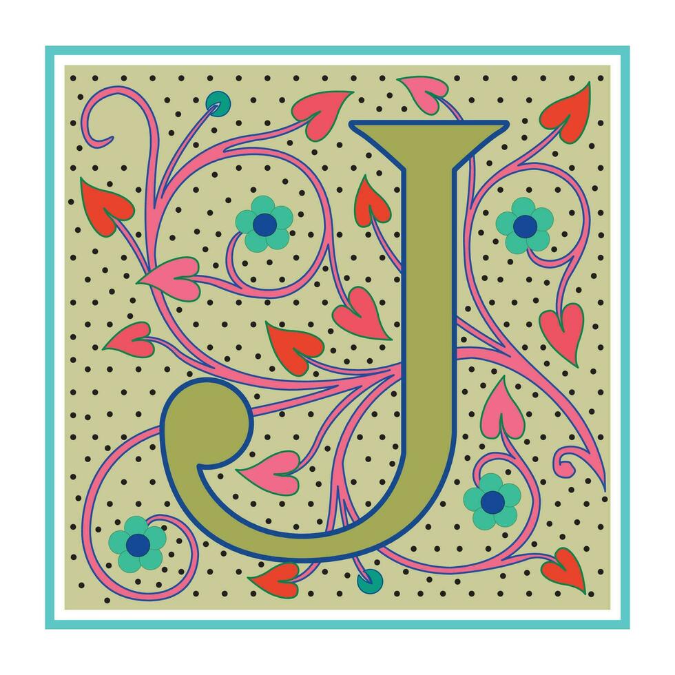 Art Nabel Initial Caps Font Capital Letter J vector design