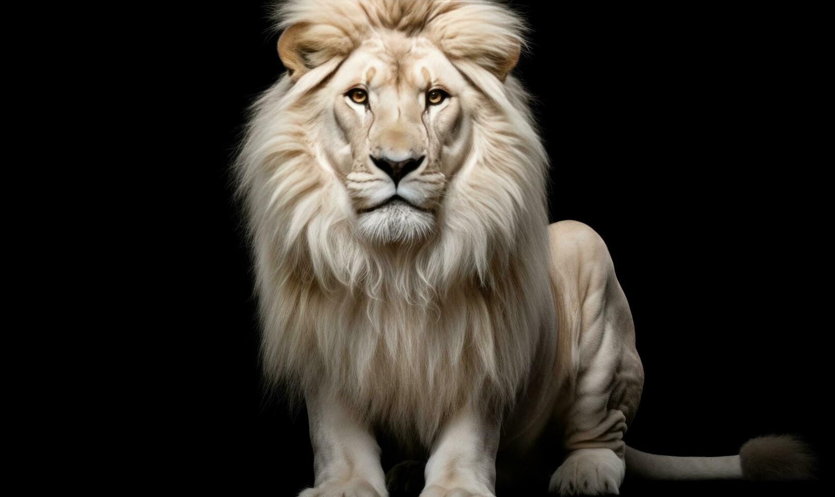 AI generated black background with white lion photo