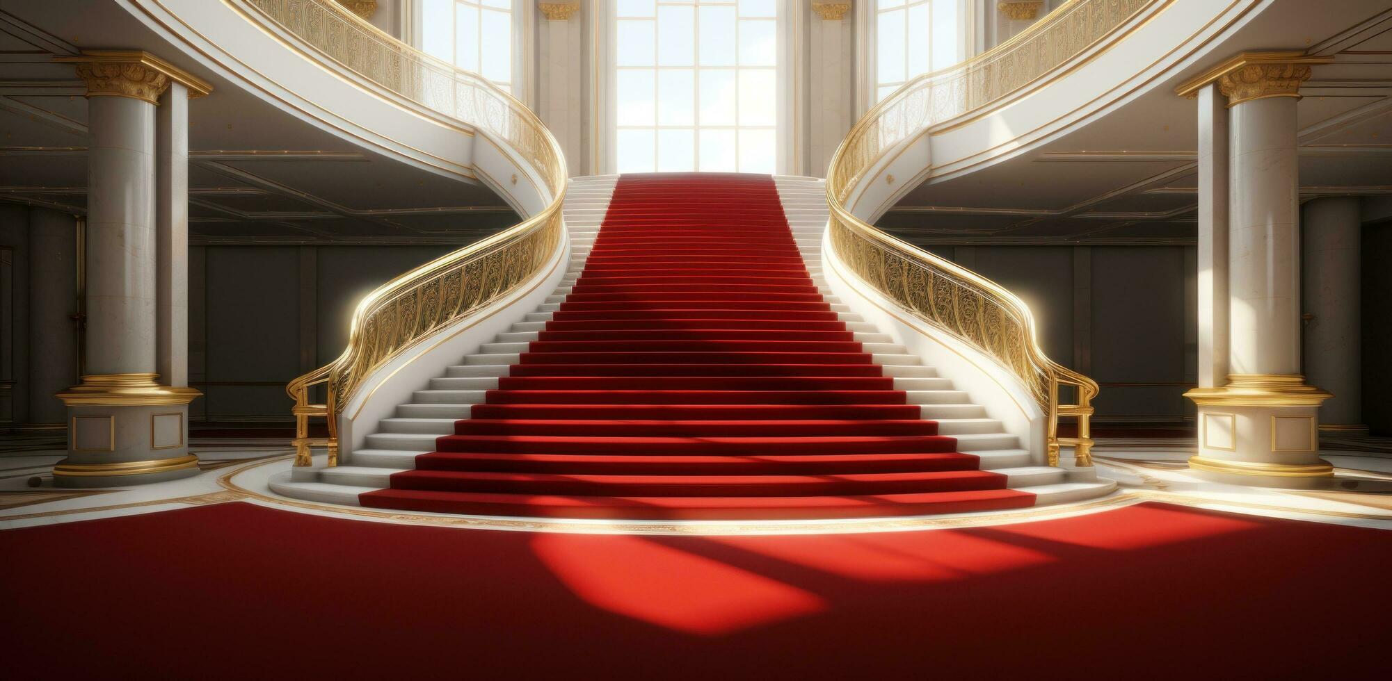 AI generated golden railing and red carpet photo