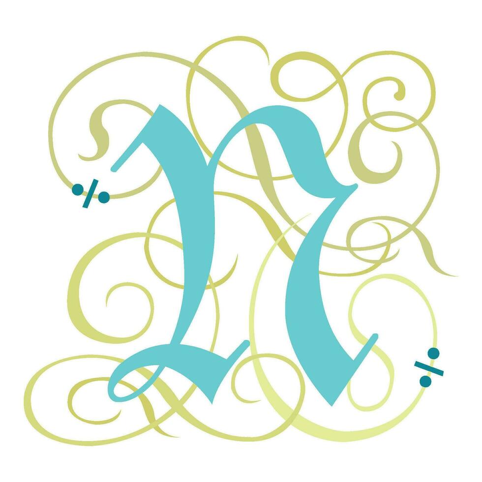 Art Gothic Initial Caps Font Capital Letter N vector design