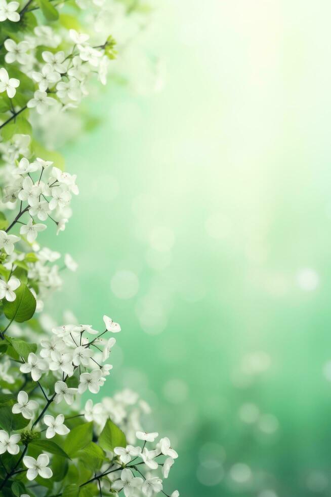 AI generated spring is a magic season. beautiful photorealistic wallpaper with copy space for text photo