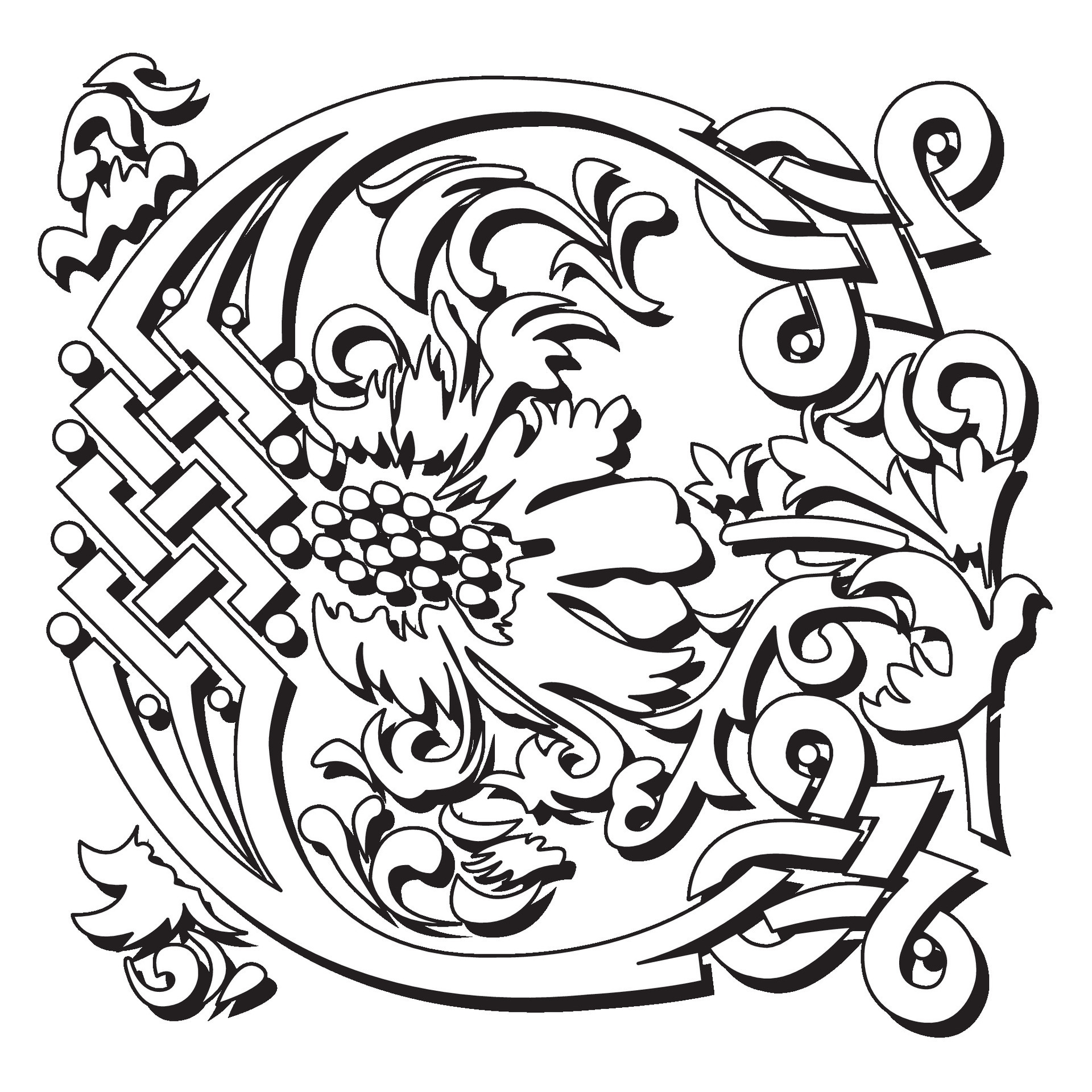 Masselle Initial Caps Font Capital Letter C vector design 35787208