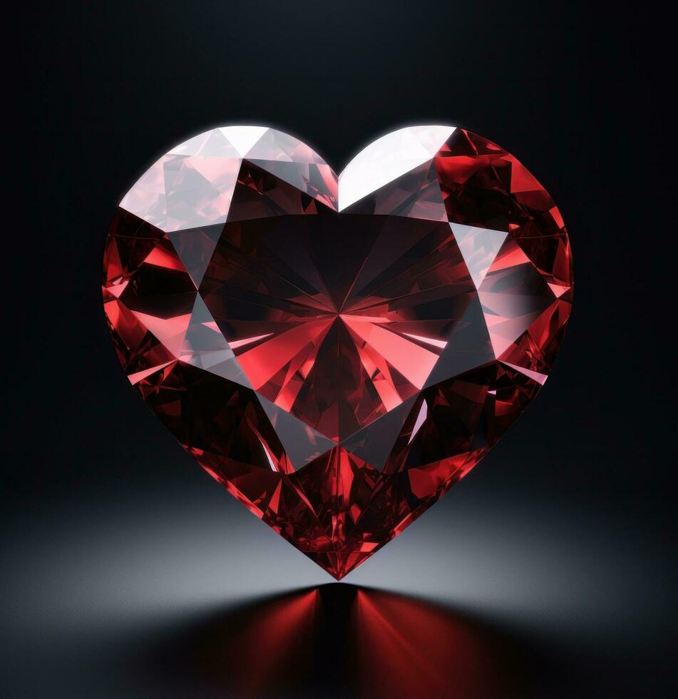 AI generated the heart shaped red diamond on a black photo