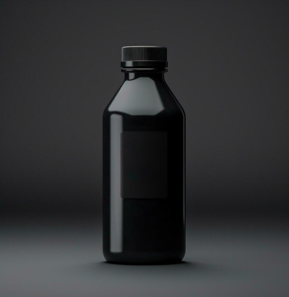 AI generated black juice bottle mockup photo