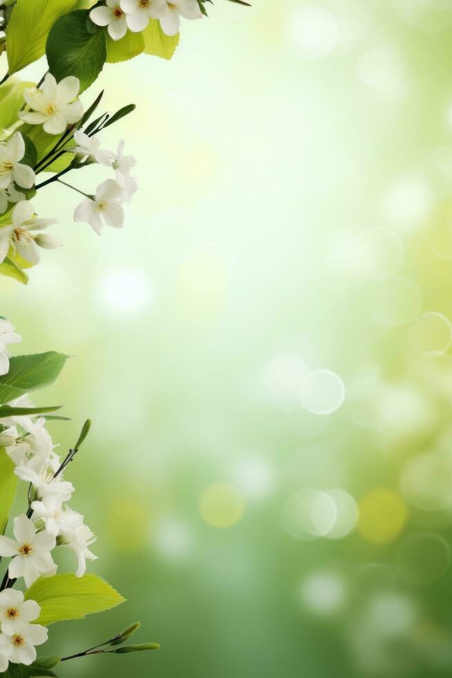 AI generated spring is a magic season. beautiful photorealistic wallpaper with copy space for text photo