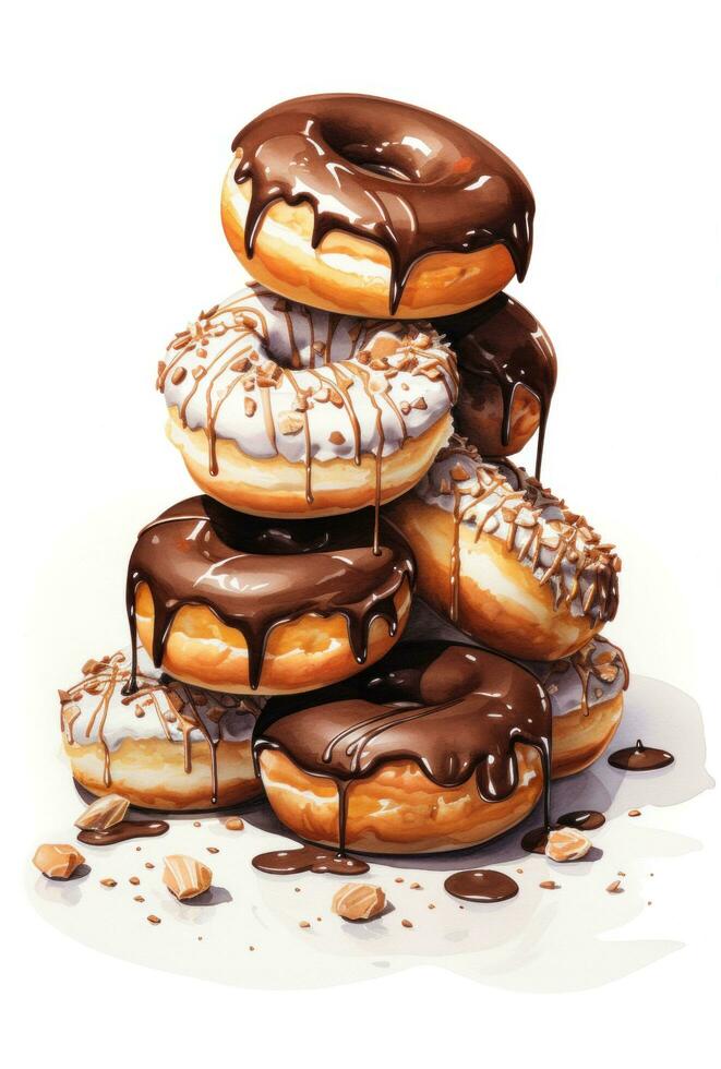 AI generated donuts and chocolates overlaid on white photo