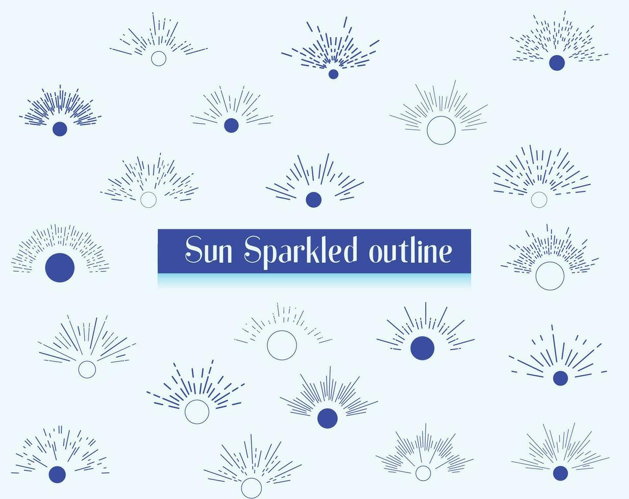 Free Vector Sun Sparkled outline Linear flat sunburst collection