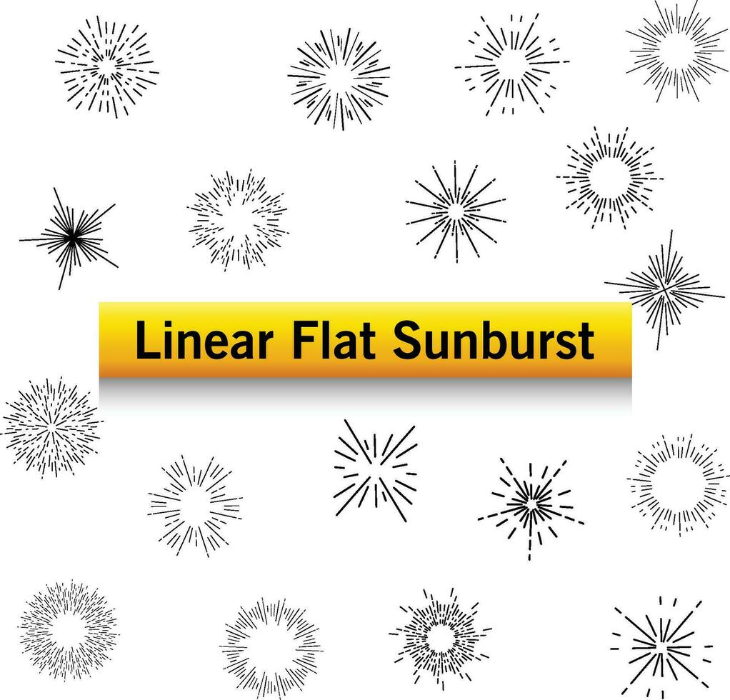 Free Vector Sun Sparkled outline Linear flat sunburst collection