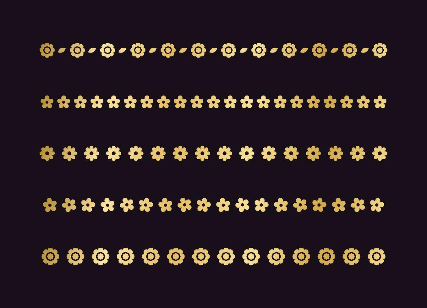 Gold floral separators border, text dividers set. Line borders botanical luxury design element. vector