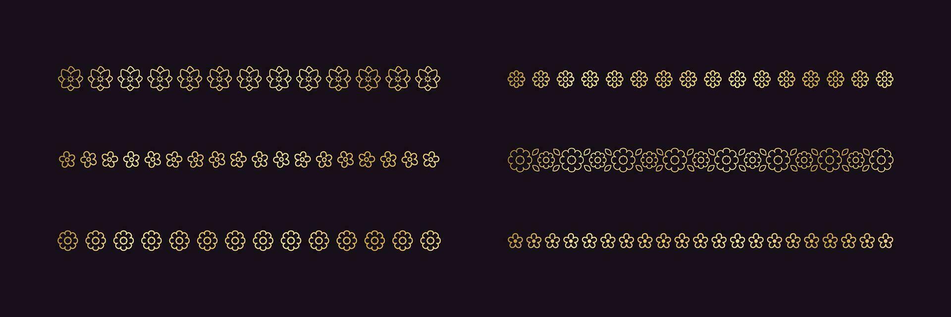 Gold floral separators border, text dividers set. Line borders botanical luxury design element. vector