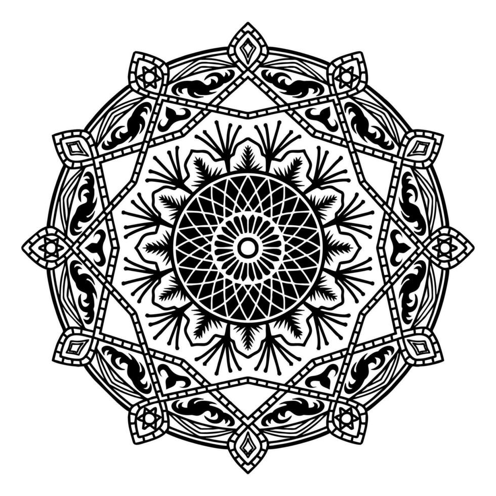 black and white mandala pattern design vector