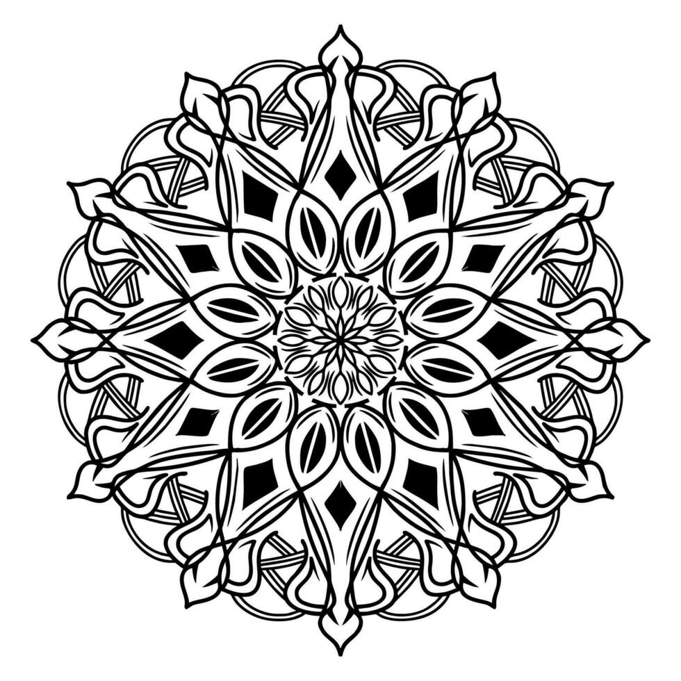 black and white mandala pattern design vector