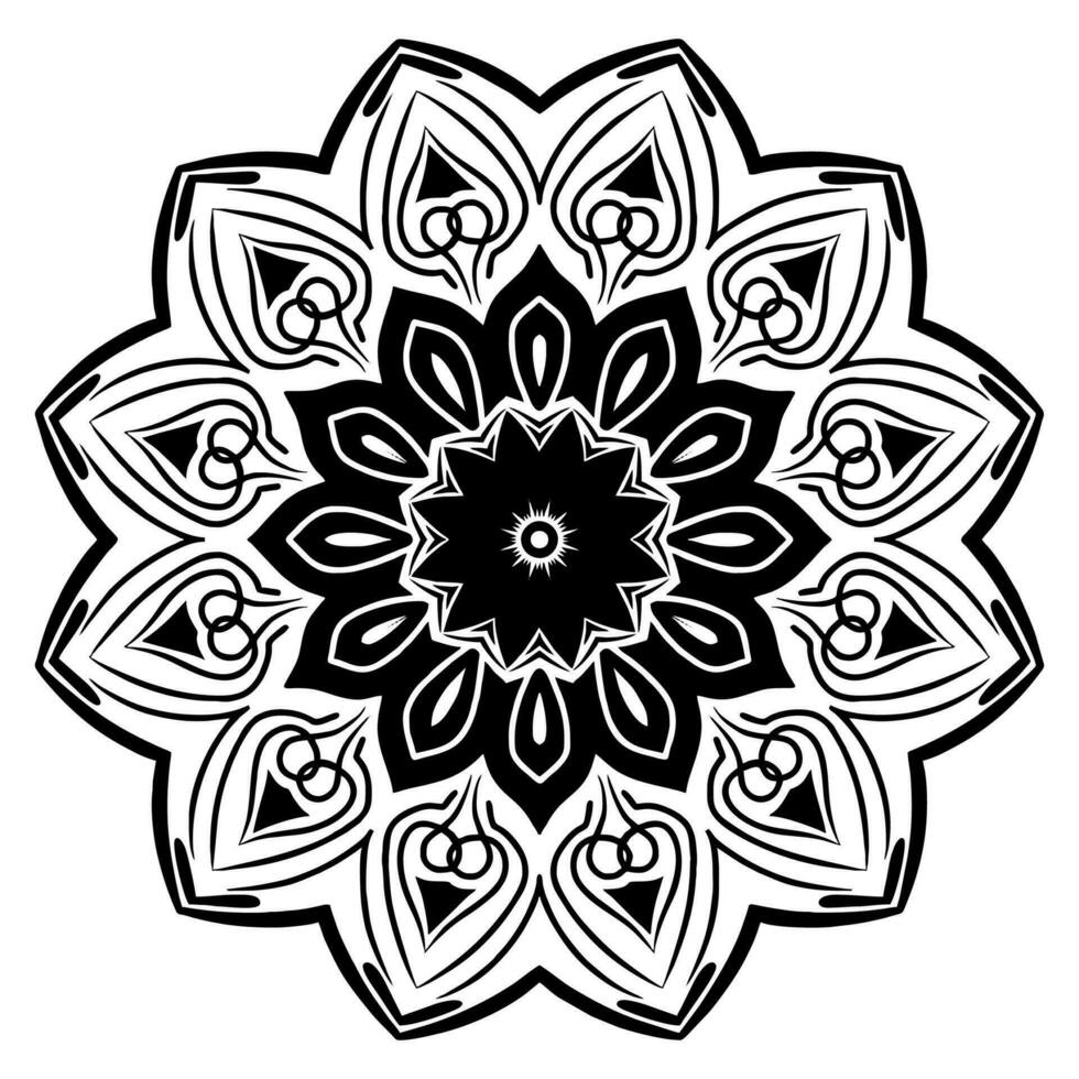 black and white mandala pattern design vector