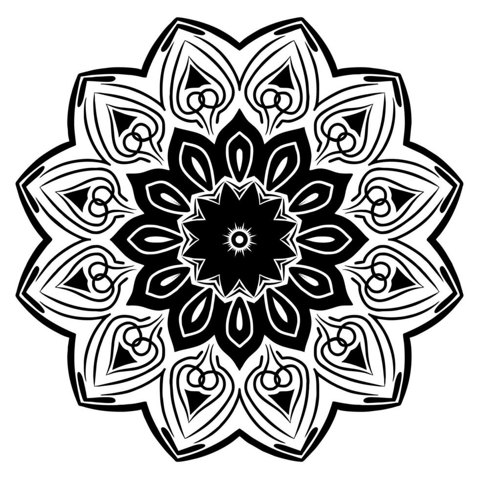 negro y blanco mandala modelo diseño vector