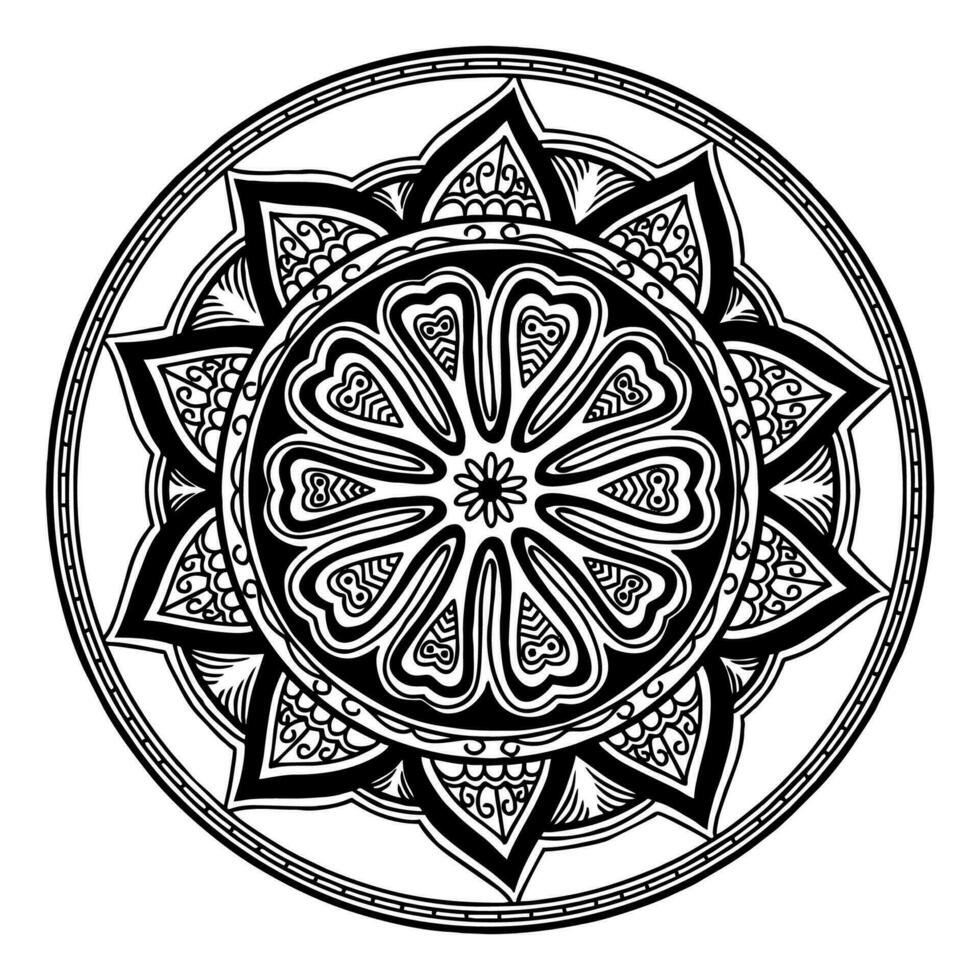 black and white mandala pattern design vector