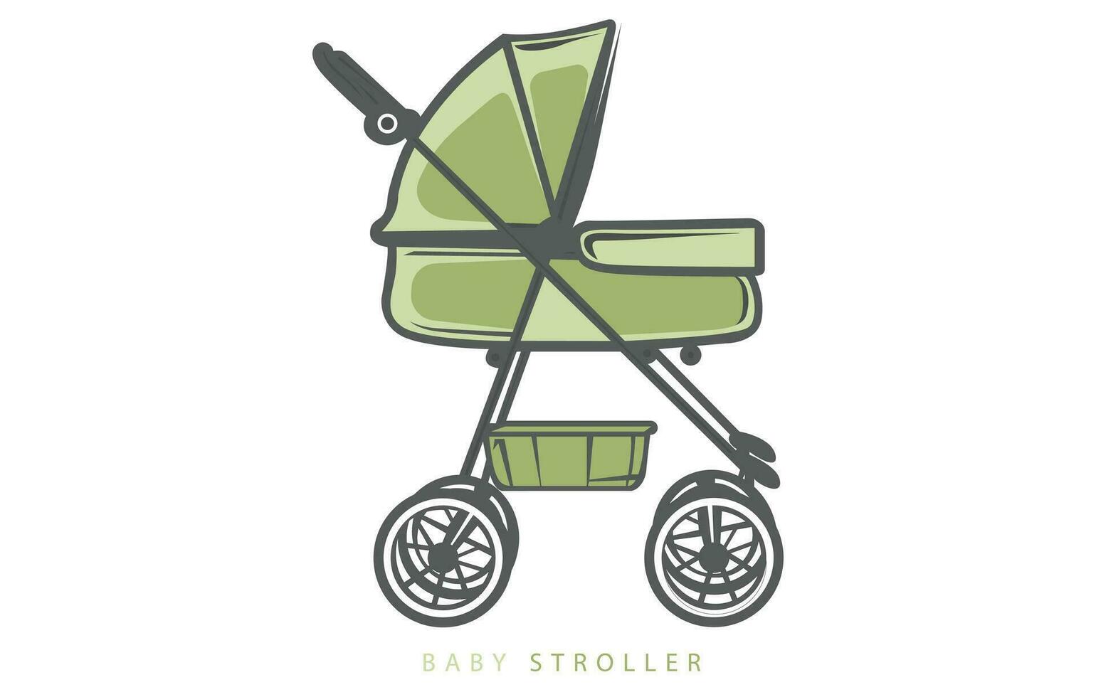 Baby shop vector illustration icon. Simple kids store logo with baby carriage, stroller.