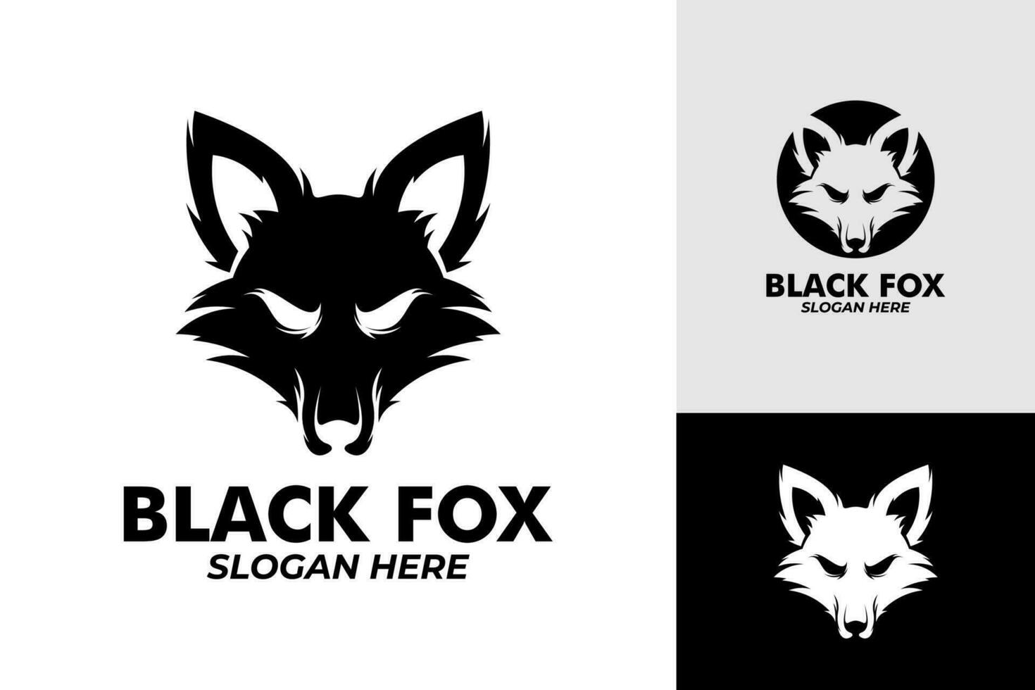 Black Fox Monogram Flat Wild Logo Design vector