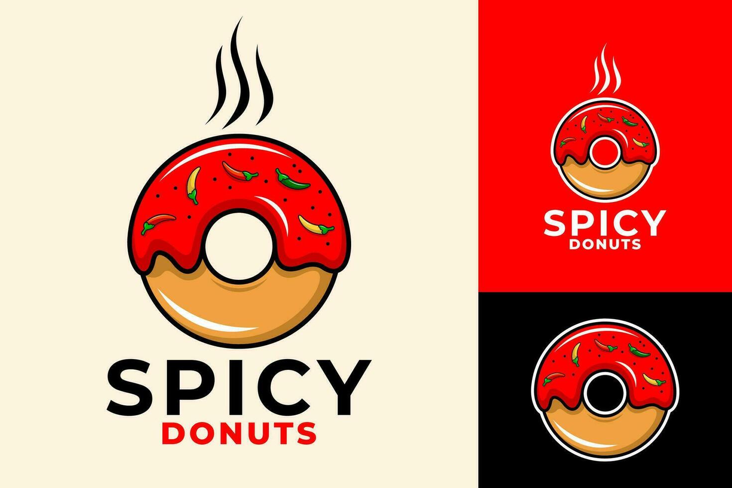 Donut Hot Chili Sauce Logo Design vector