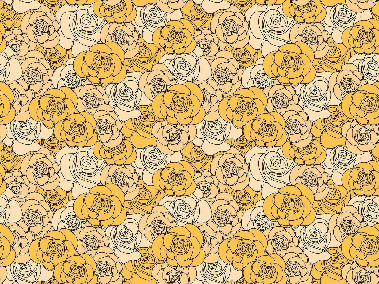 Seamless pattern of yellow and tea roses vector