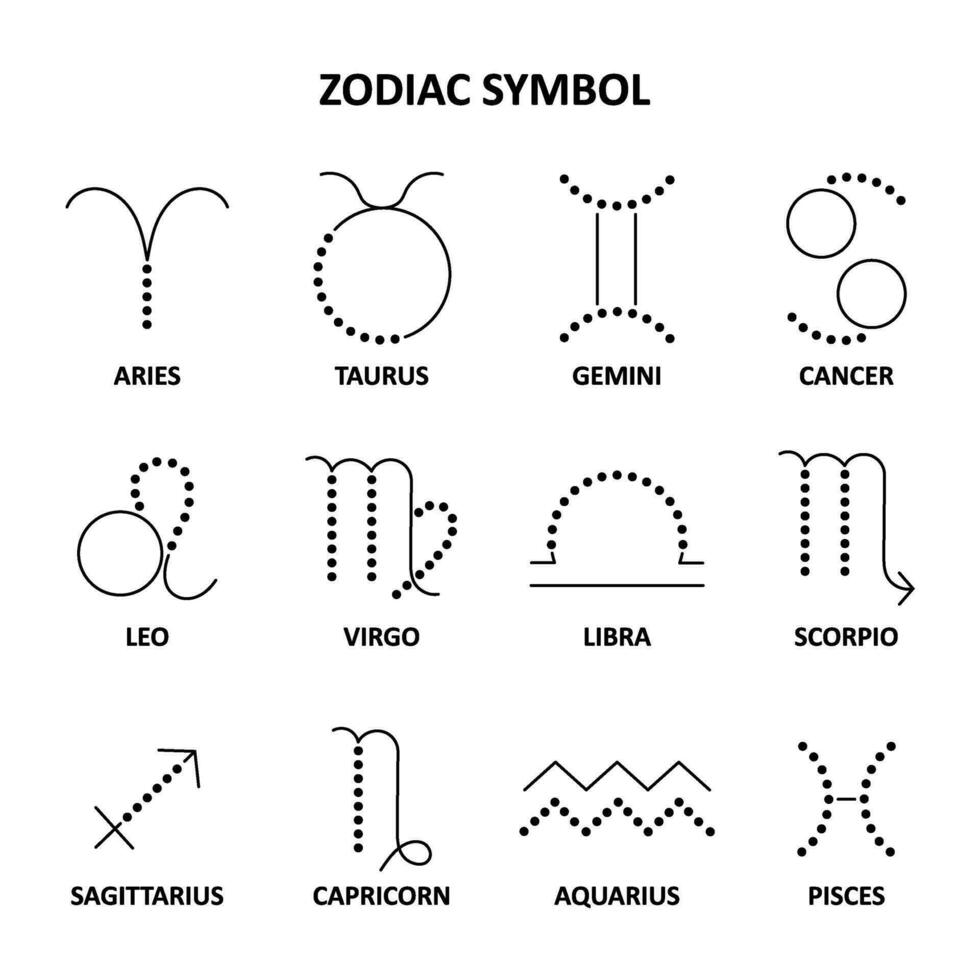 conjunto de negro y blanco zodíaco firmar iconos astrología, horóscopo. vector
