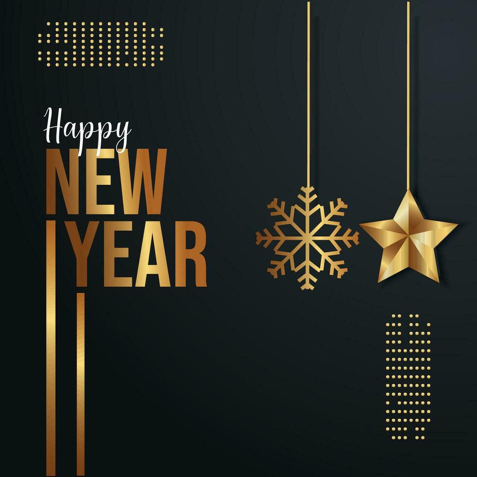 Vector New Year Abstract golden fireworks and golden gradient numbers on dark background