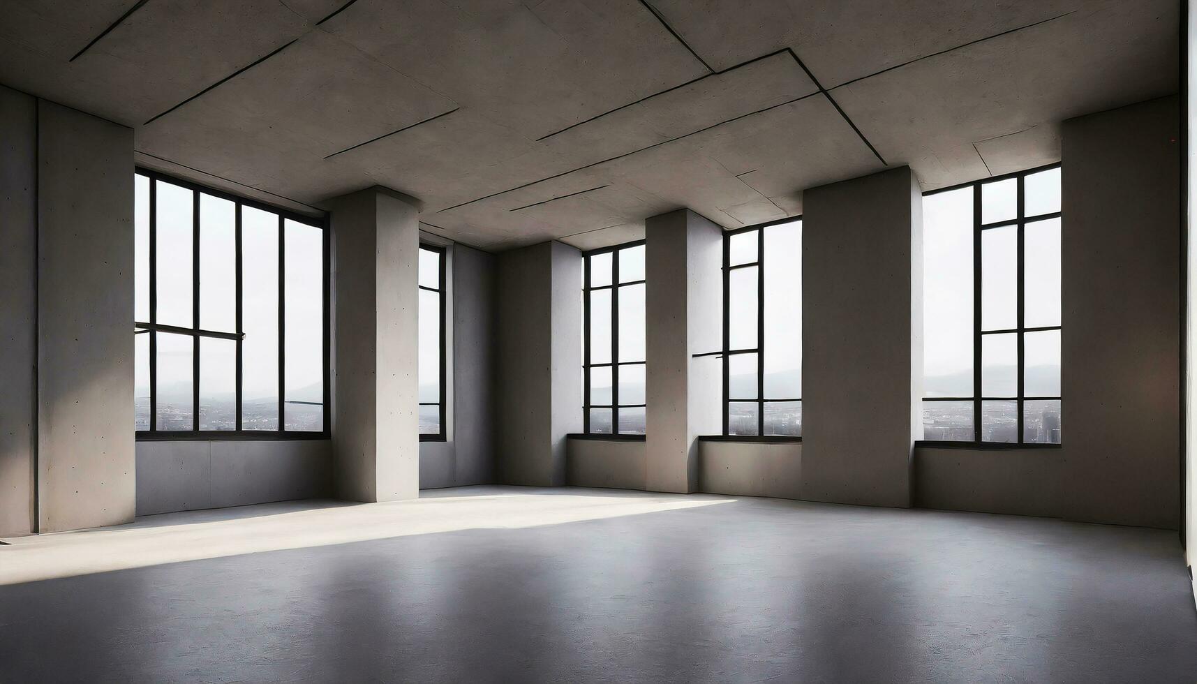 AI generated Empty brutalist room with no furniture photo