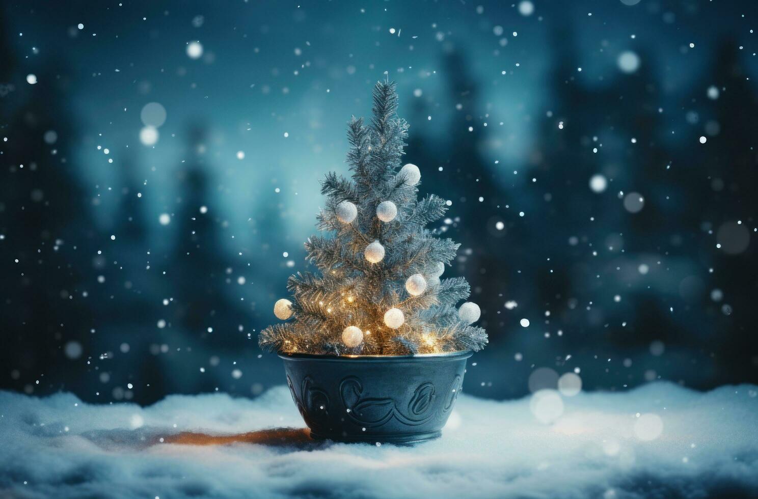 AI generated christmas tree and snowflakes with the word king with christmas tree photo
