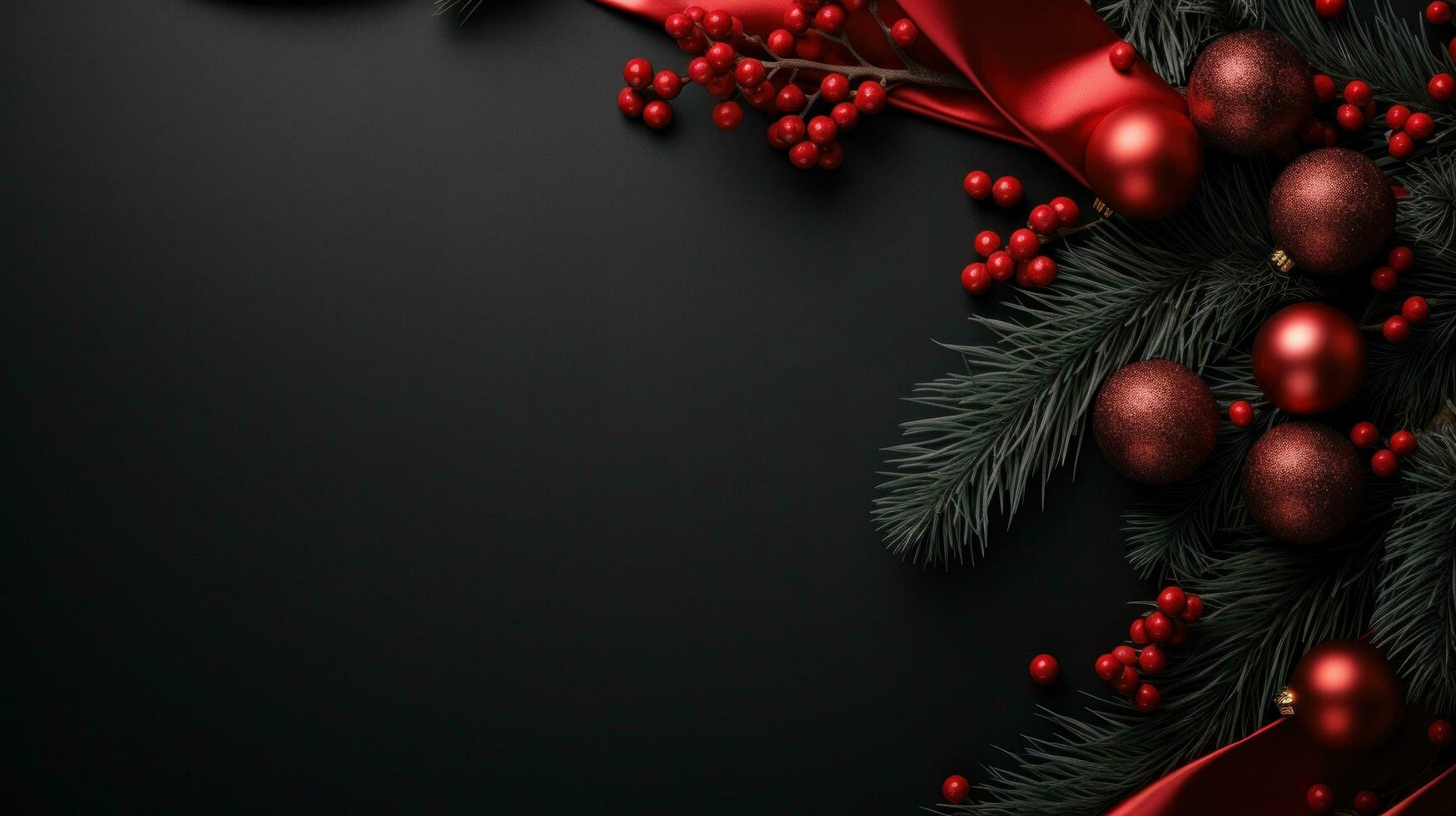 AI generated black and red christmas holiday card, photo