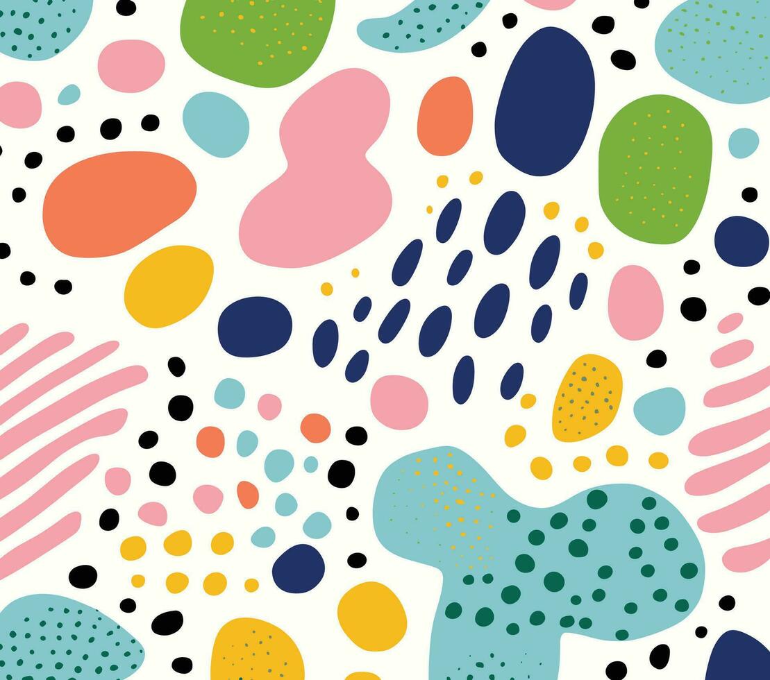 Colorful, Abstract Dotted Pattern, Organic and Geometric Shapes, Cute and Colorful,Hand Drawn Elements vector