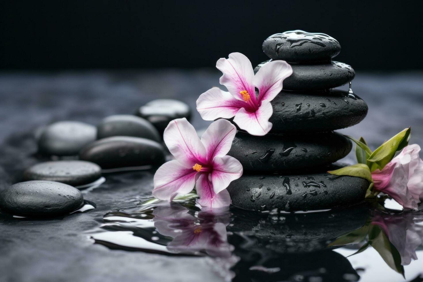 AI generated spa with stones on the back photo