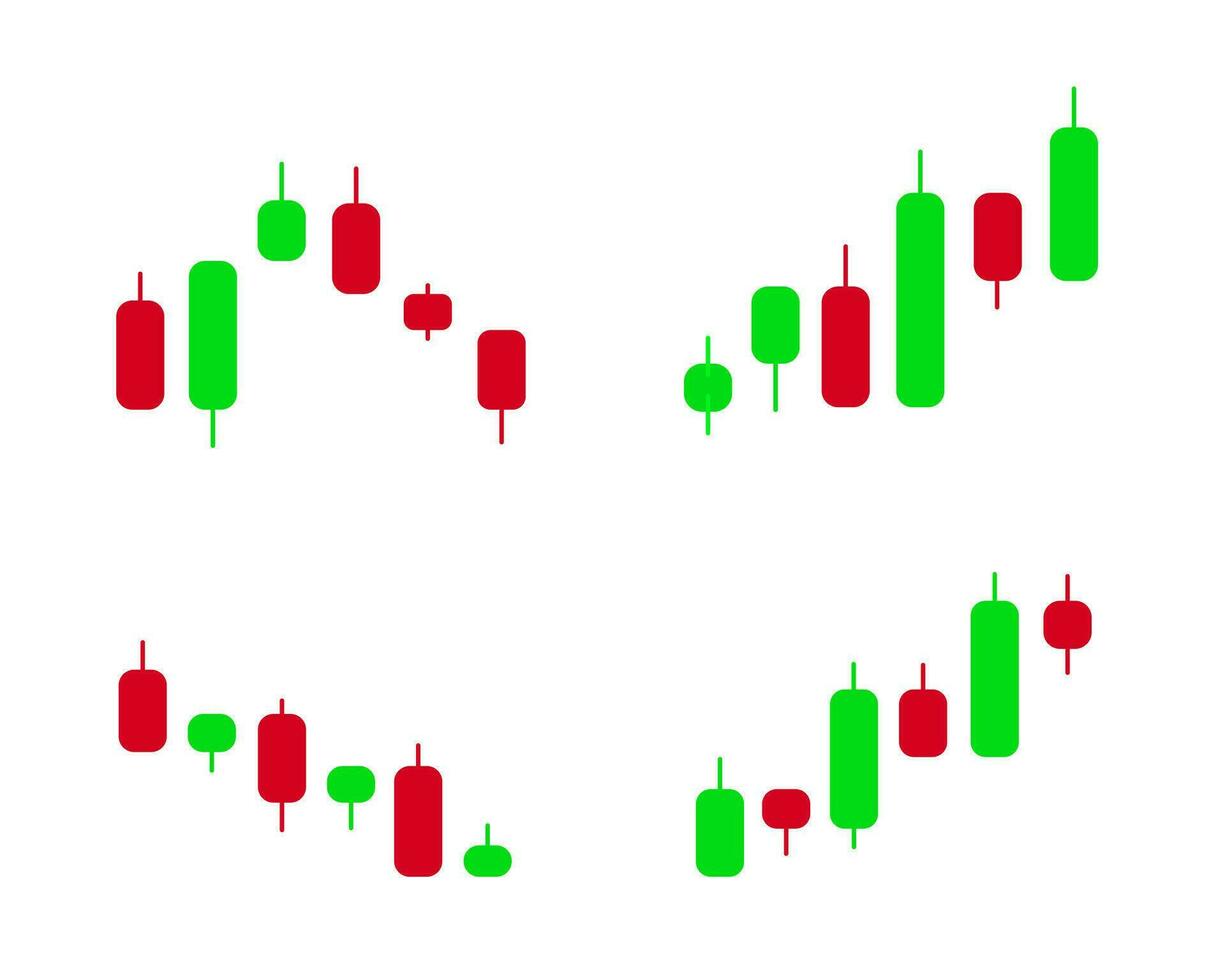 set of market trading candlestick patterns illustration vector