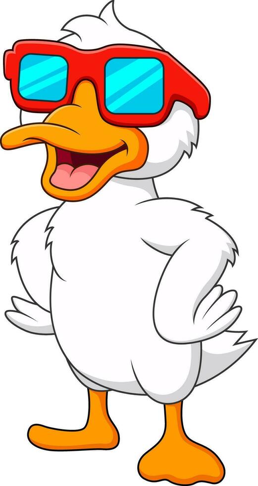 Cartoon mascot illustration of a cute duck wearing sunglasses vector