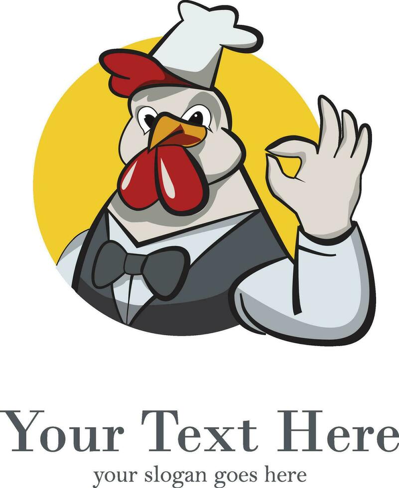 Chicken logo, chicken mascot, chicken character. Suitable for restaurant logo. Vector of chicken character.