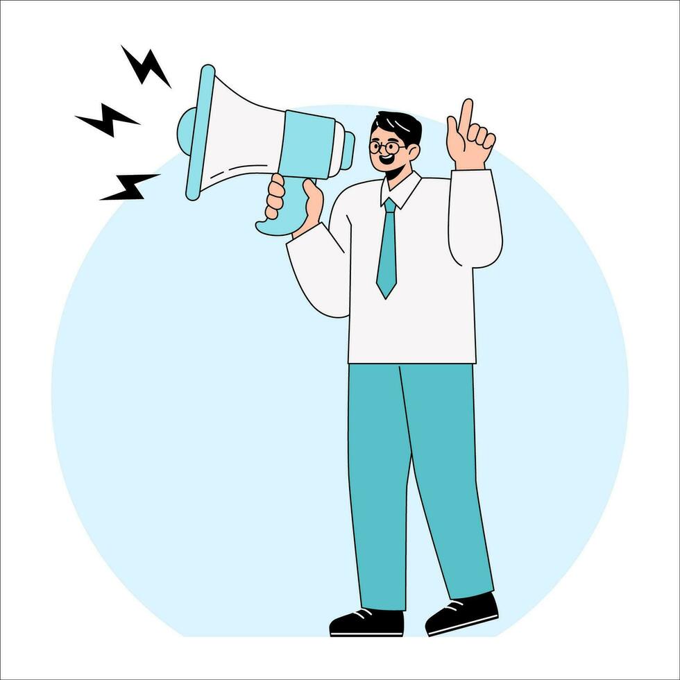 Businessman Talking with Megaphone vector