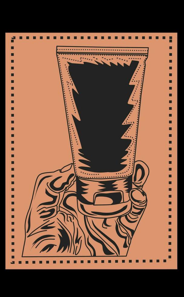 sketch of a hand holding a packaging vector