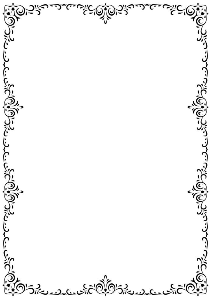 Vintage frame and border ornament. Classic swirl divider filigree. Hand drawn illustration. Element for decorative frame, template, document, new year greeting card, invitation, certificate. photo
