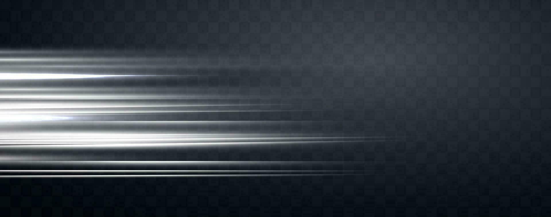 Speed rays, light neon flow, zoom in motion effect, silver glow speed lines, colorful light trails, stripes. Abstract background, vector illustration.