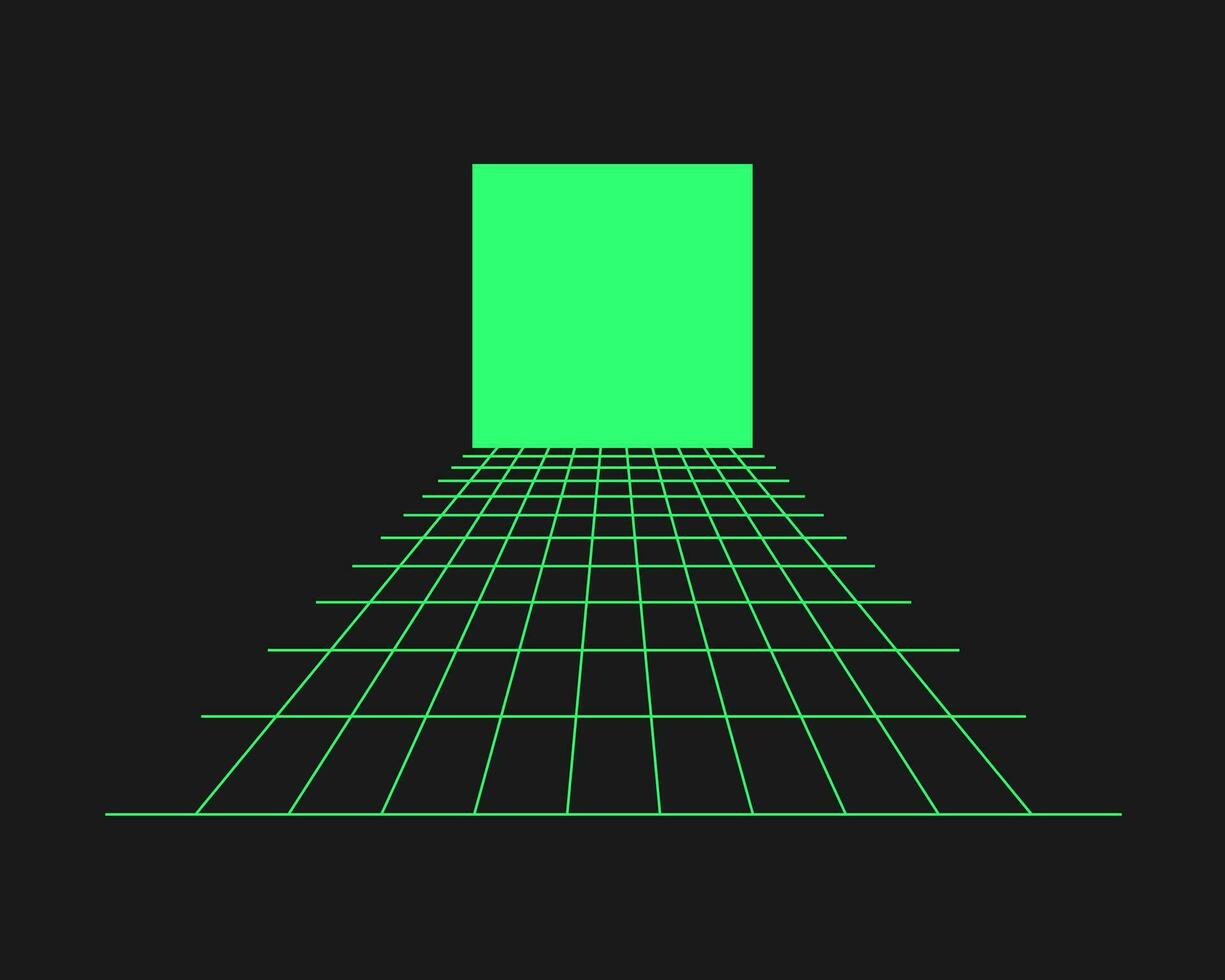 Cyber geometry y2k element. Cyberpunk shape. Isolated style on black background. Vector trendy illustration.