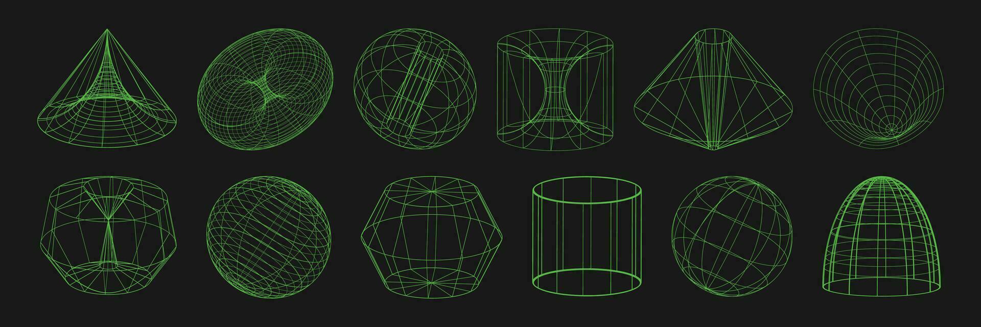 ciber distorsionado formas, retro punk diseño elementos. estructura metálica ola geometría en negro antecedentes. de moda psicodélico vector elementos.