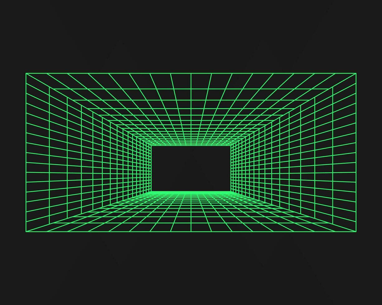Cyber geometry y2k element. Cyberpunk shape. Isolated style on black background. Vector trendy illustration.