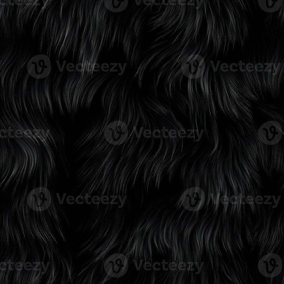 AI Generated Seamless pattern. Black fur texture. Natural fur. AI generation. photo