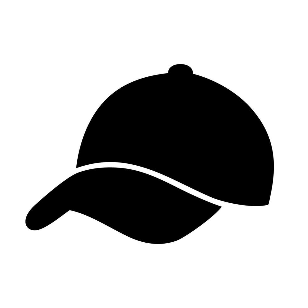 Baseball cap black icon isolated on white background. Headdress vector illustration