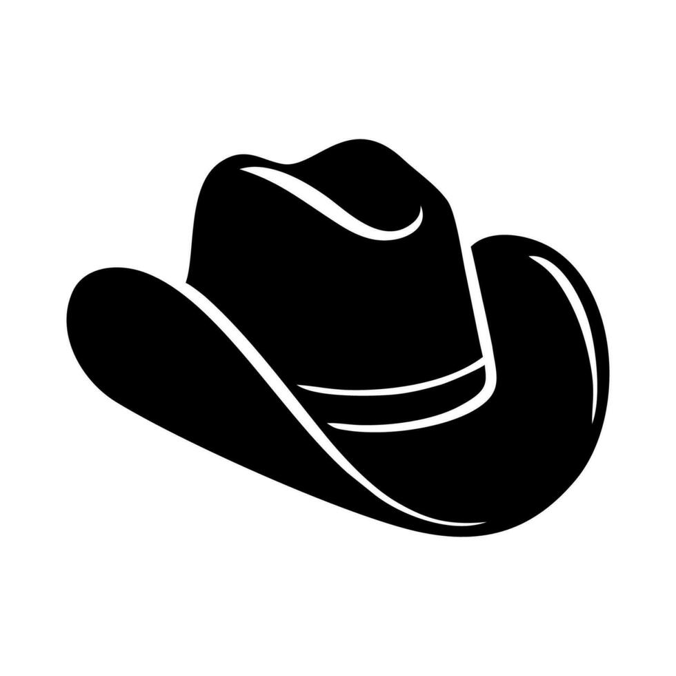Cowboy hat black icon isolated on white background. Brown sheriff headdress. Wild west element. Vector illustration