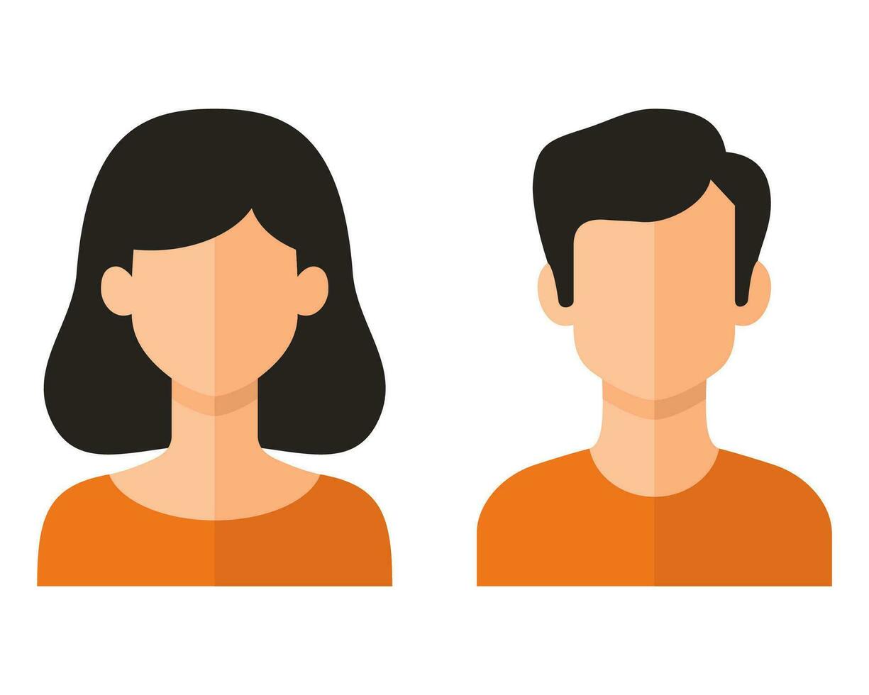 hombre y mujer avatar icono en plano estilo. masculino y hembra cara siluetas servicio como avatares o perfiles para desconocido o anónimo individuos social red vector ilustración