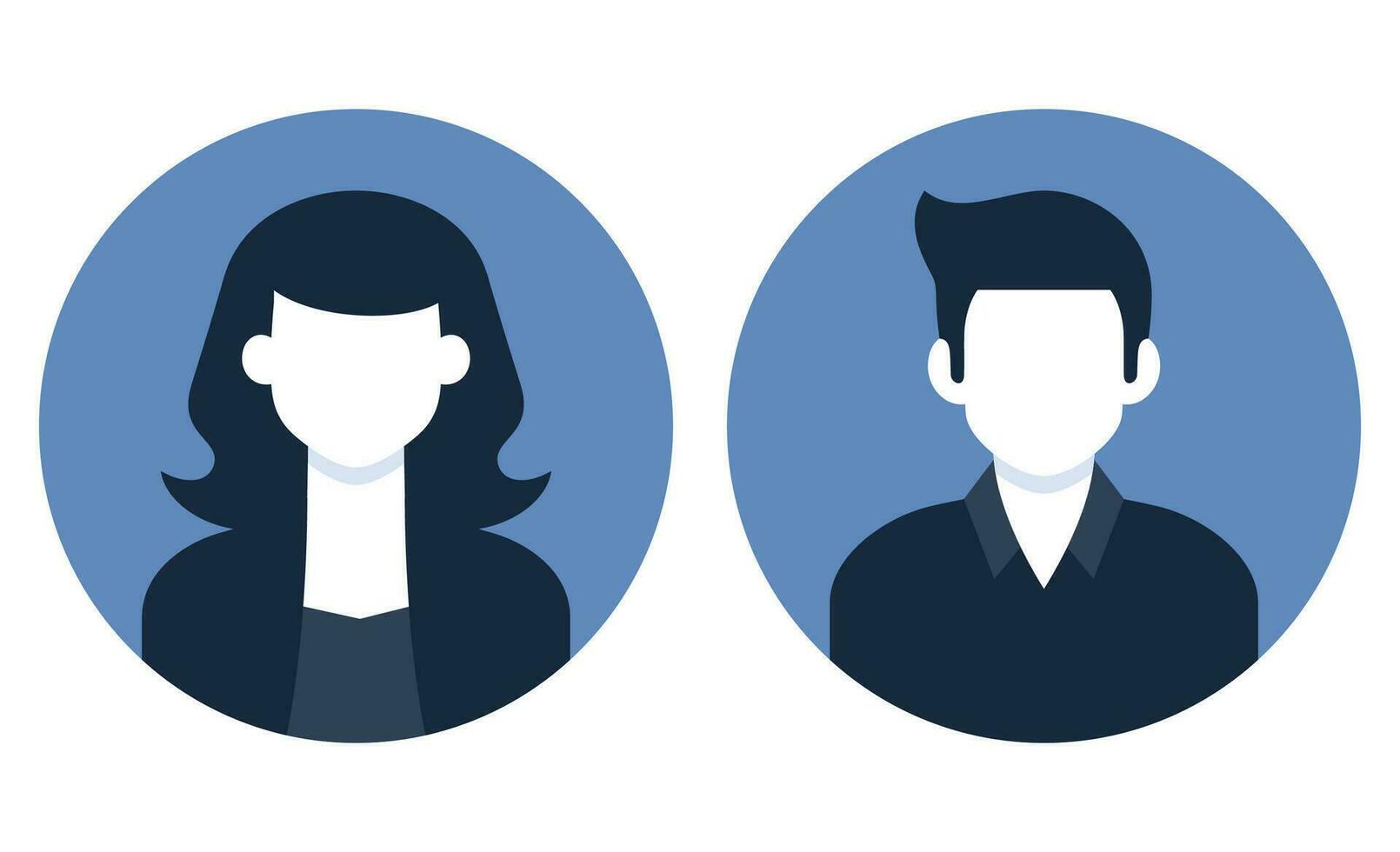 hombre y mujer avatar icono. masculino y hembra cara siluetas servicio como avatares o perfiles para desconocido o anónimo individuos social red vector ilustración