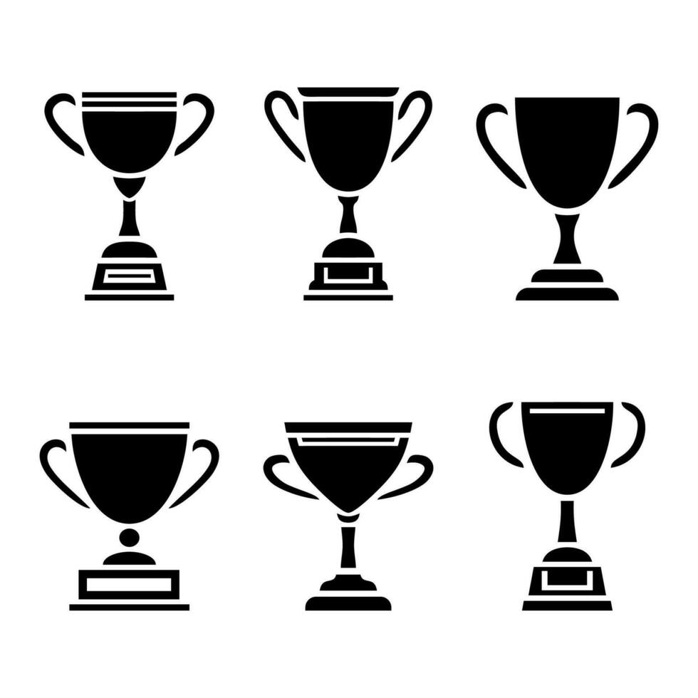 Winner cup icon set. Champion trophy symbol collection, sport award sign. Winner prize, champions celebration winning concept isolated on white background. Reward victory vector illustration