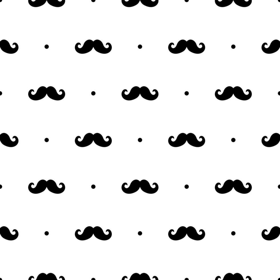 Mustache seamless pattern isolated on white. Simple retro gentelman background for party invitations, textile, decoration, wrapping paper. Vector illustration