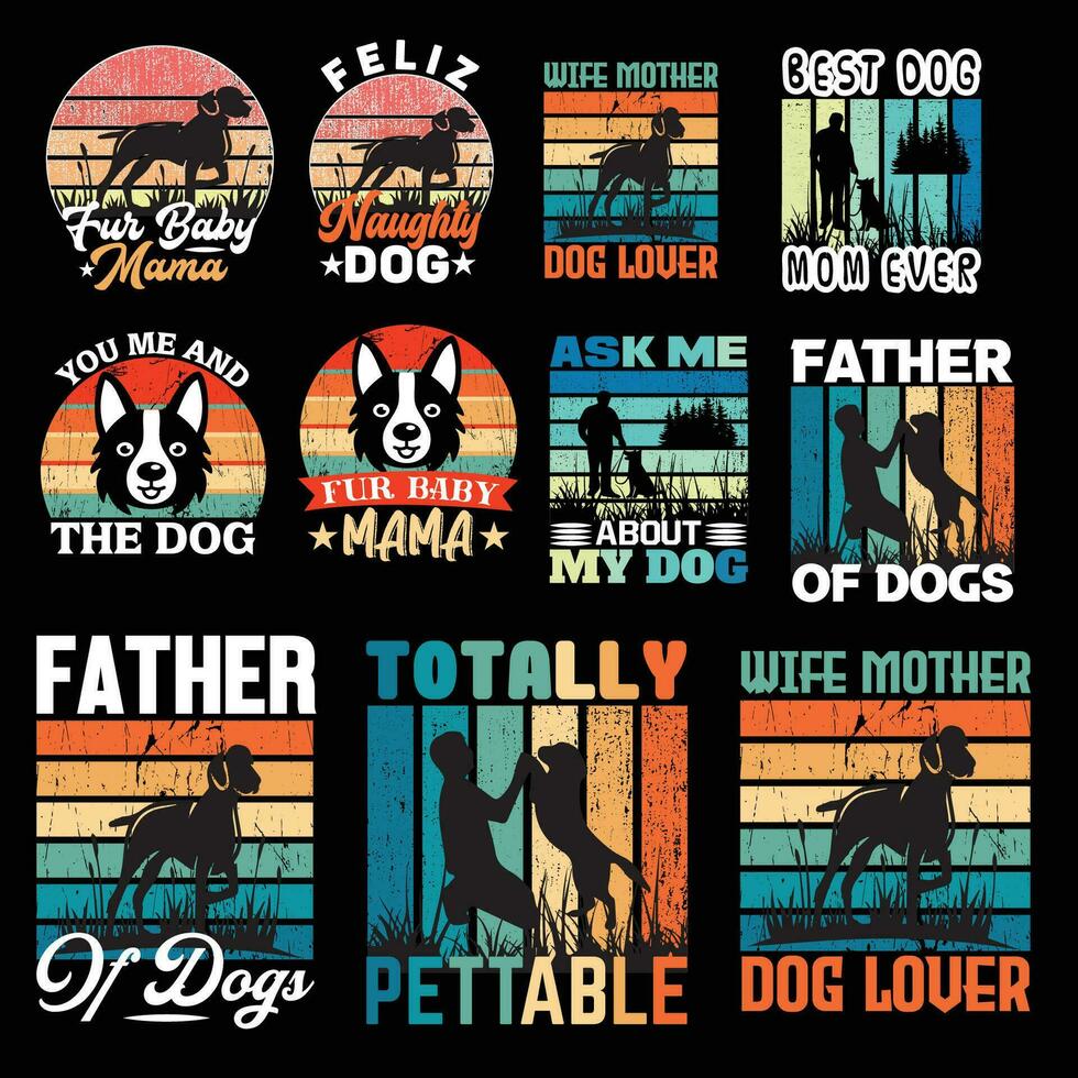 Dog quote vintage premium t-shirt design illustrator vector