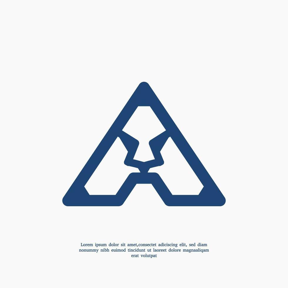 combination letter A and lion face logo design vector